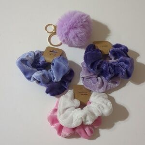 Velvet Scrunchies New Lot 6 scrunchies & Key chain